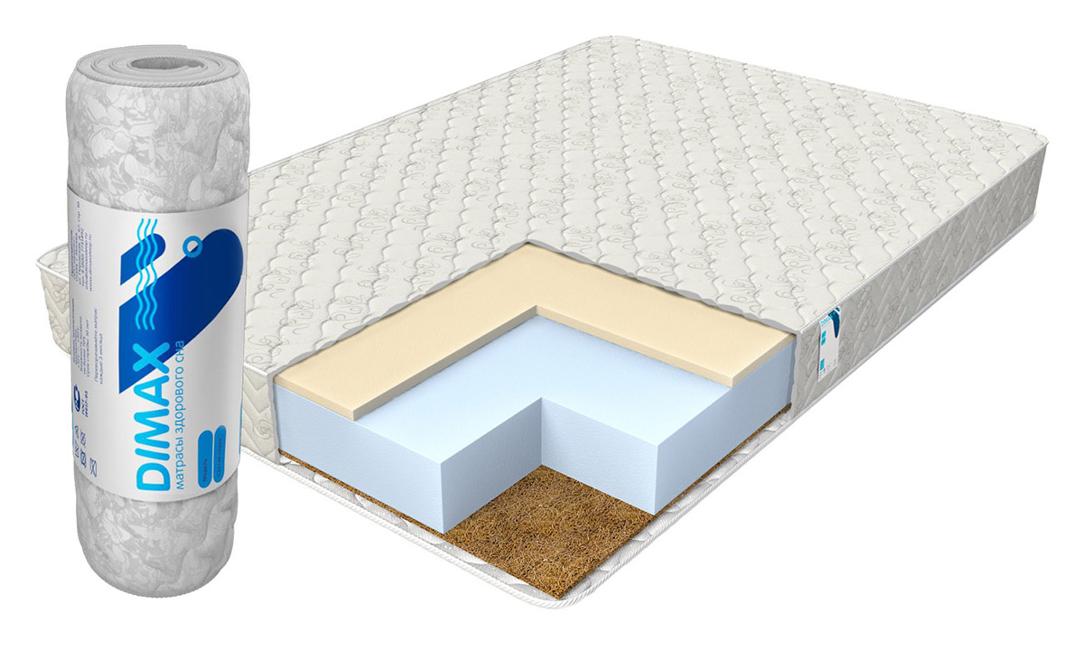 

Матрас ортопедический беспружинный DIMAX Практик Чип Ролл 14 мемо кокос 70х190, Практик Чип Ролл 14 мемо кокос