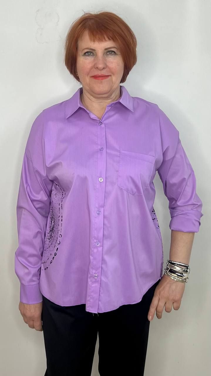 Рубашка женская Asen 587522 фиолетовая 52 RU