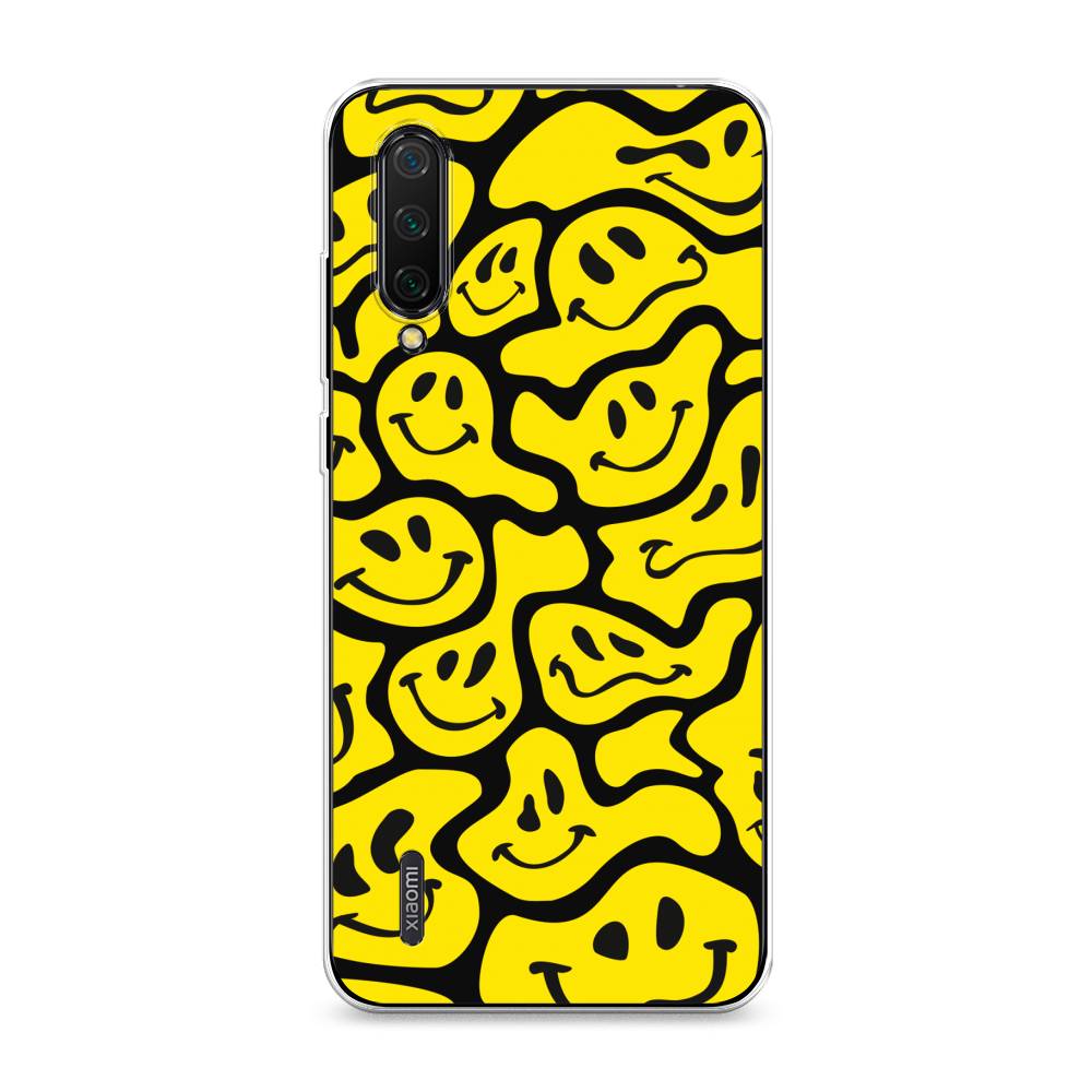 

Чехол на Xiaomi Mi CC9 "Расплывчатые смайлики желтые", Черный;желтый, 36150-6