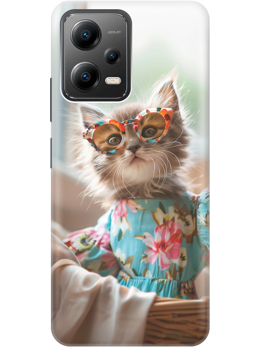 

Силиконовый чехол на Poco X5 5G с рисунком "Кошечка в голубом платье", Белый;голубой;серый, 20000535