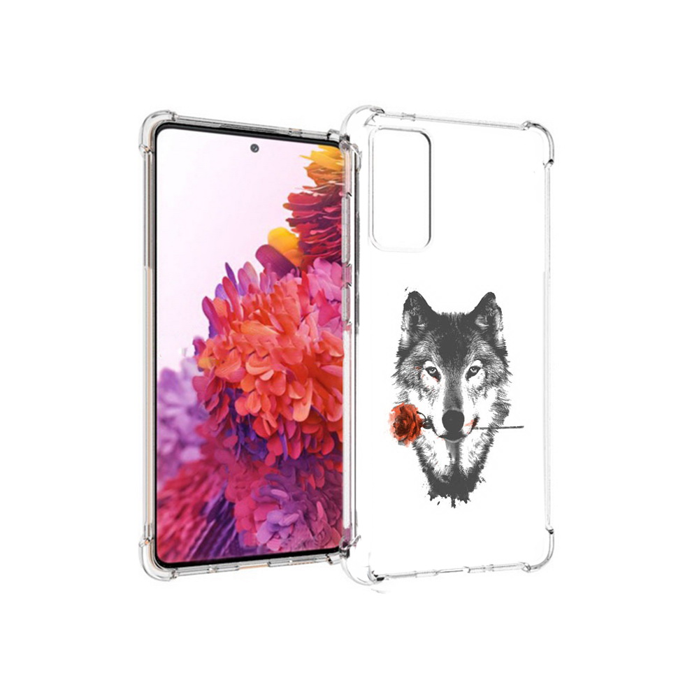 

Чехол MyPads Tocco для Samsung Galaxy S20 FE волк с розой (PT153647.496.270), Прозрачный, Tocco