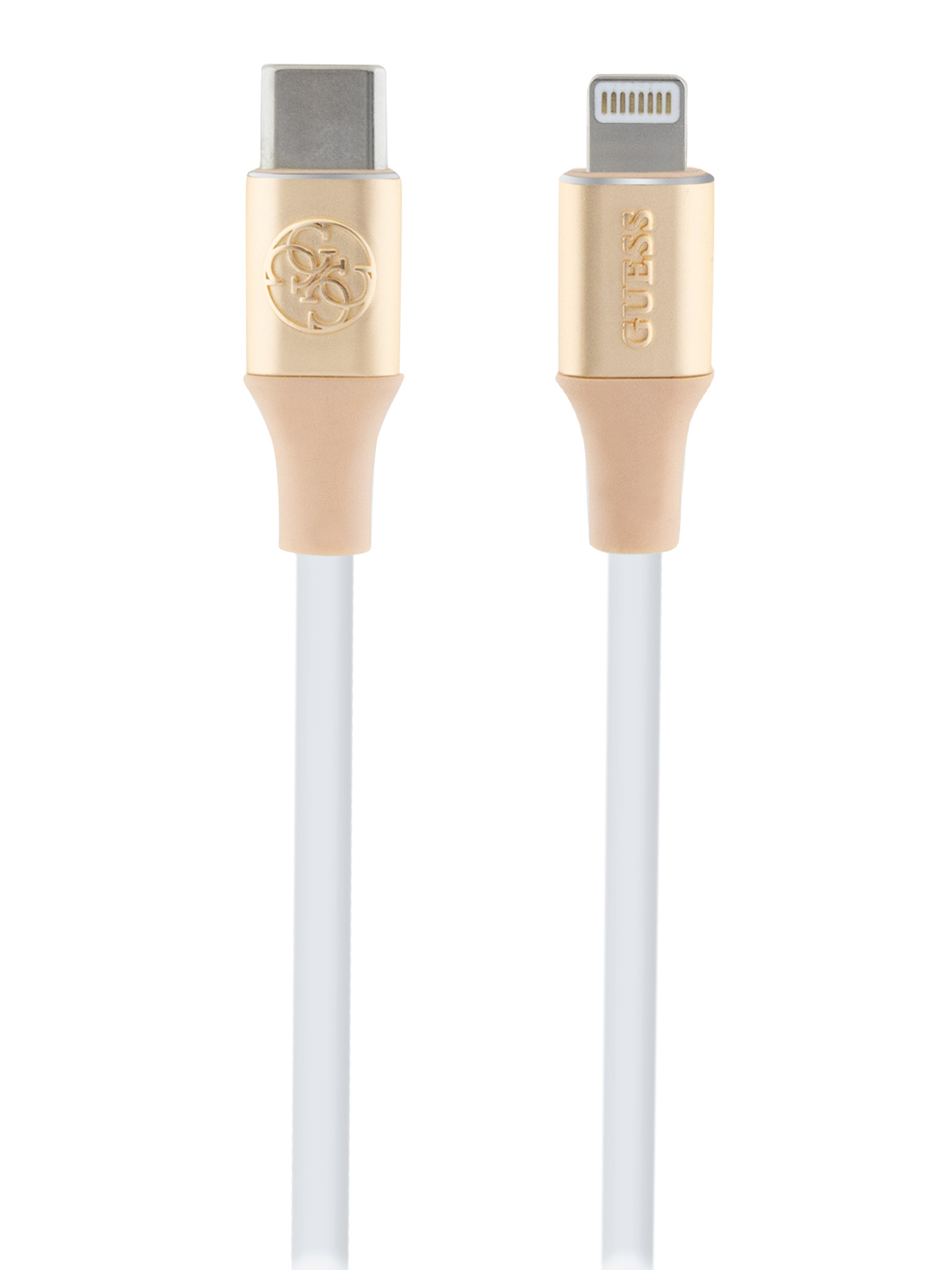 Кабель Guess Silicone with Aluminium USB-C to Lithning MFI 1.5m Light Gold