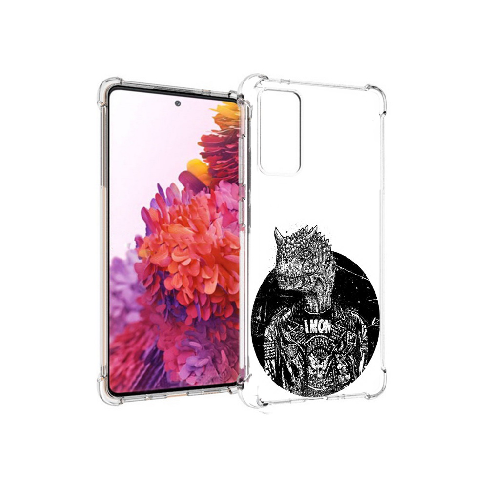 

Чехол MyPads Tocco для Samsung Galaxy S20 FE динозавр в куртке (PT153647.496.328), Прозрачный, Tocco