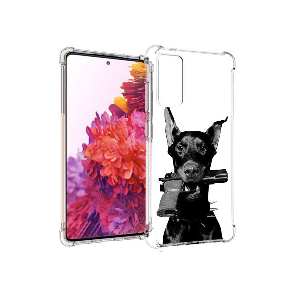 

Чехол MyPads Tocco для Samsung Galaxy S20 FE доберман с пистолетом (PT153647.496.331), Прозрачный, Tocco