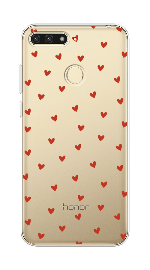 

Чехол на Honor 7C/7A Pro, Huawei Y6 Prime 2018 "Red hearts", Красный;прозрачный, 65450-1