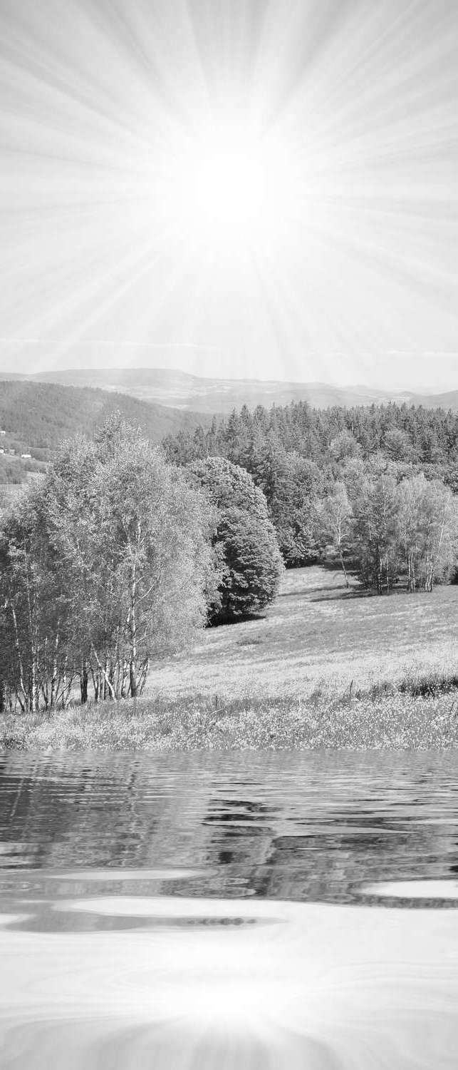 фото Самоклеющиеся фотообои "на берегу", 90x210 см, эффект черно-белый, отраженный фотообои.рф