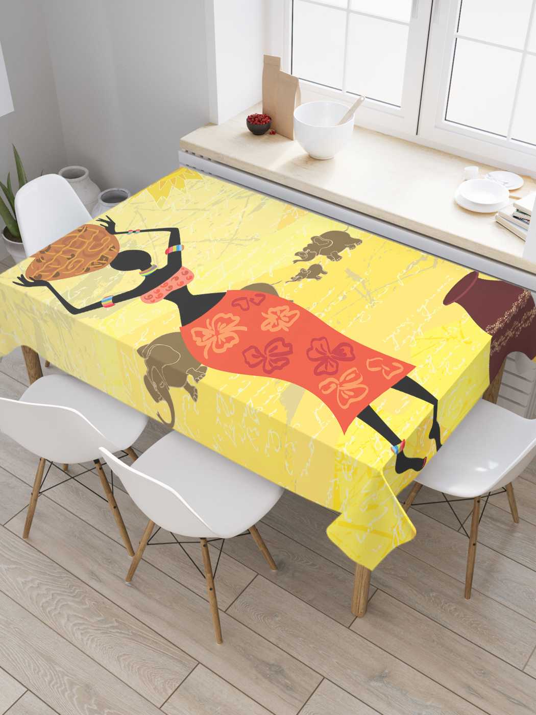 

Скатерть прямоугольная JoyArty "Наблюдение за слонами" из оксфорда, 120x145 см, Красный, Наблюдение за слонами