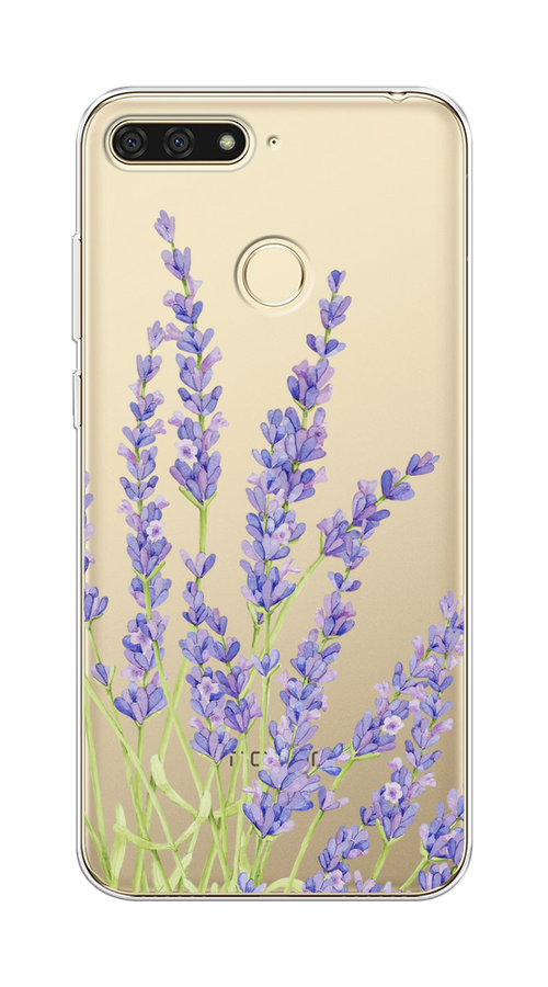 

Чехол на Honor 7C/7A Pro, Huawei Y6 Prime 2018 "Лавандовые стебли", Фиолетовый;зеленый, 65450-1