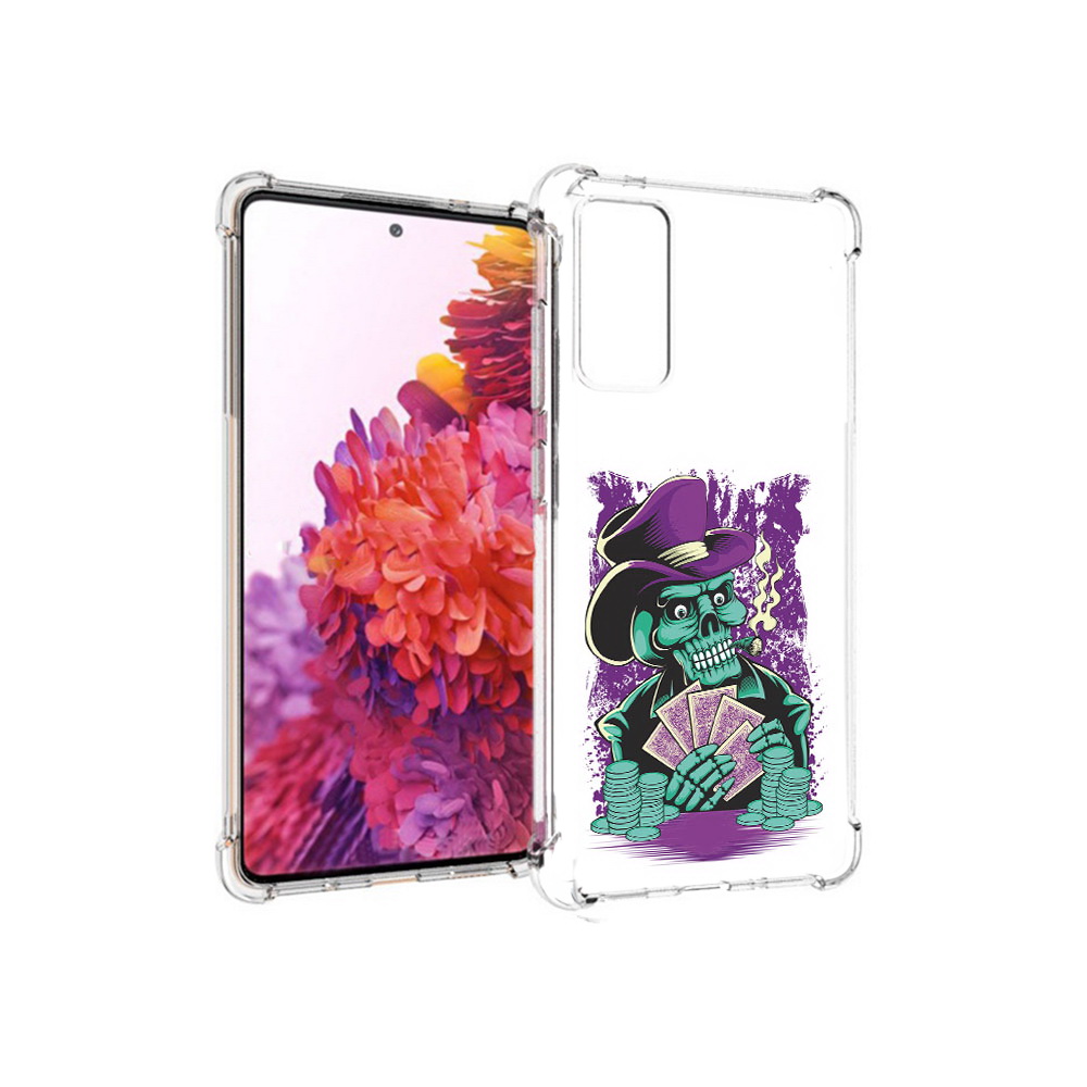 

Чехол MyPads Tocco для Samsung Galaxy S20 FE зеленый череп с картами (PT153647.496.361), Прозрачный, Tocco