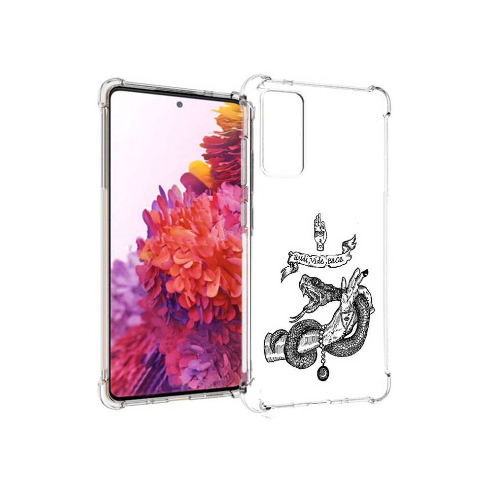

Чехол MyPads Tocco для Samsung Galaxy S20 FE змея на руке рисунок (PT153647.496.366), Прозрачный, Tocco