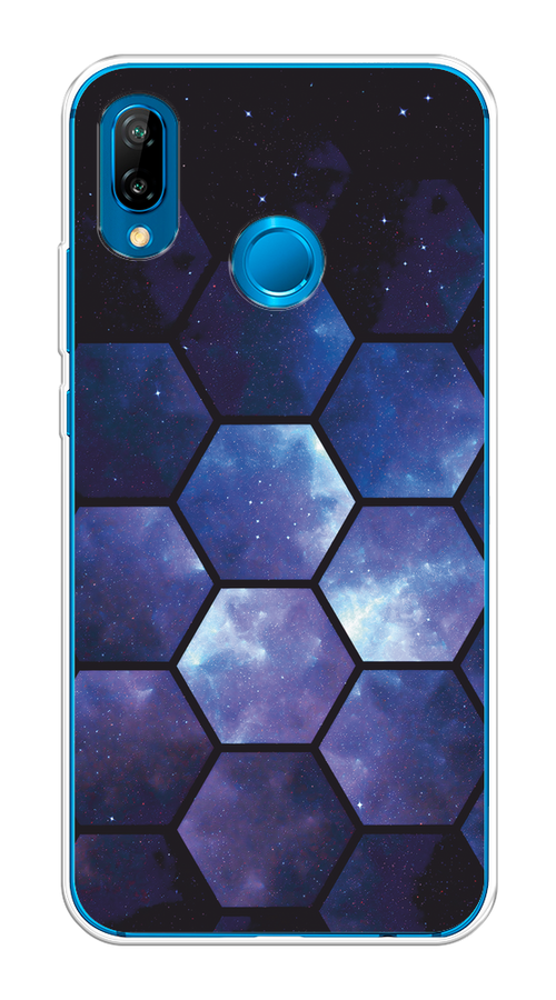 

Чехол на Huawei P20 Lite/Nova 3E "Соты космос", Черный;фиолетовый, 65650-1