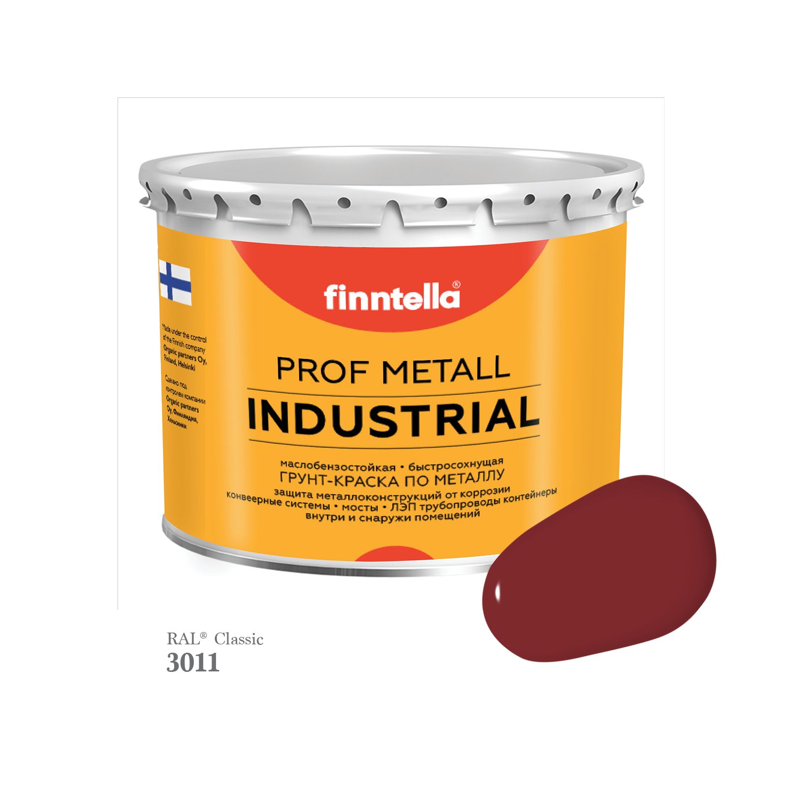 

Краска METALL Prof INDUSTRIAL Matta, цвет RAL3011 Коричнево-красный (Brown red), 2,7л, METALL Prof Matta