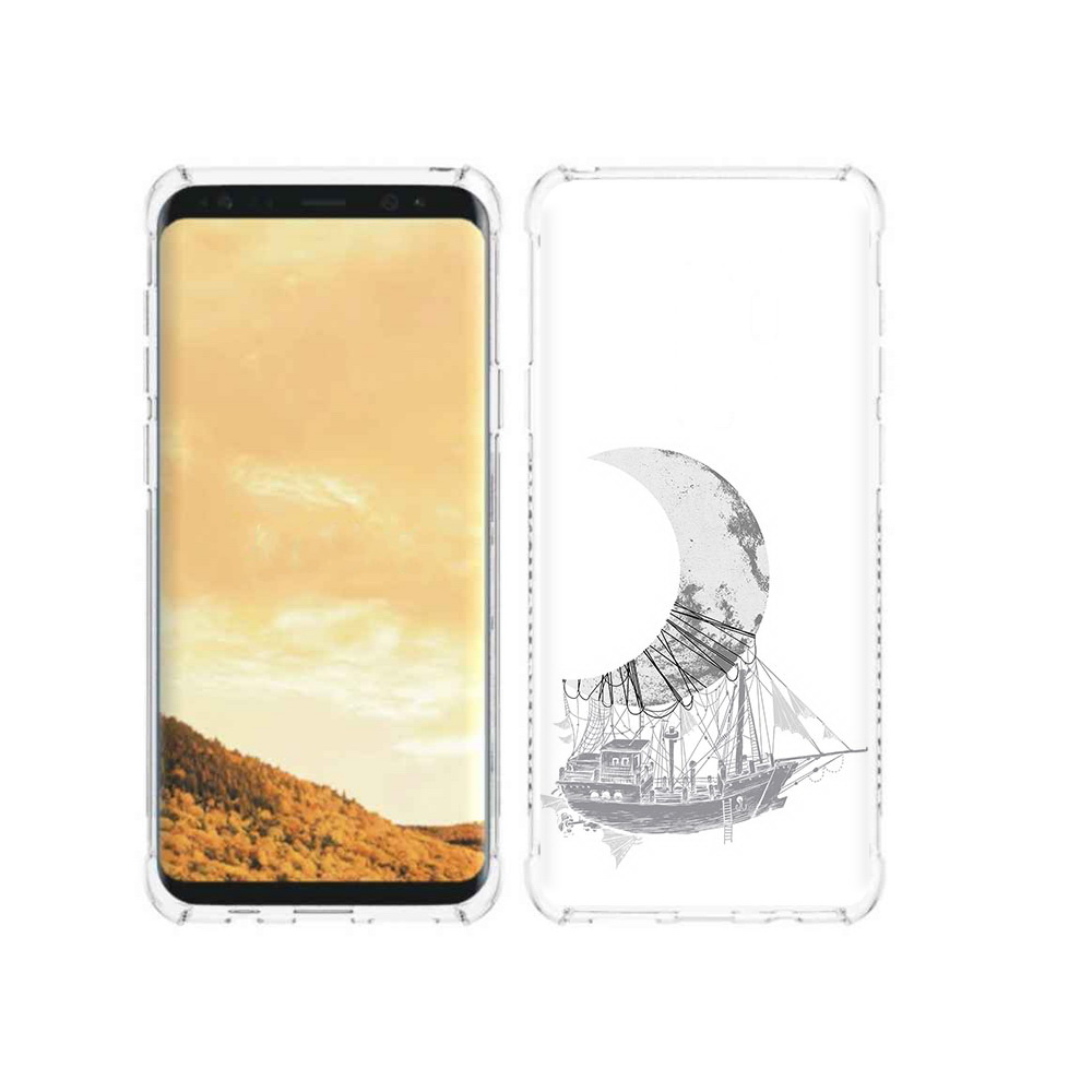 

Чехол MyPads Tocco для Samsung Galaxy S9 черно белый корабль полумесяц (PT98329.588.684), Прозрачный, Tocco
