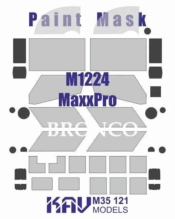 

Окрасочная маска KAV models 1/35 на остекление M1224 Max Pro MRAP Bronco M35 121