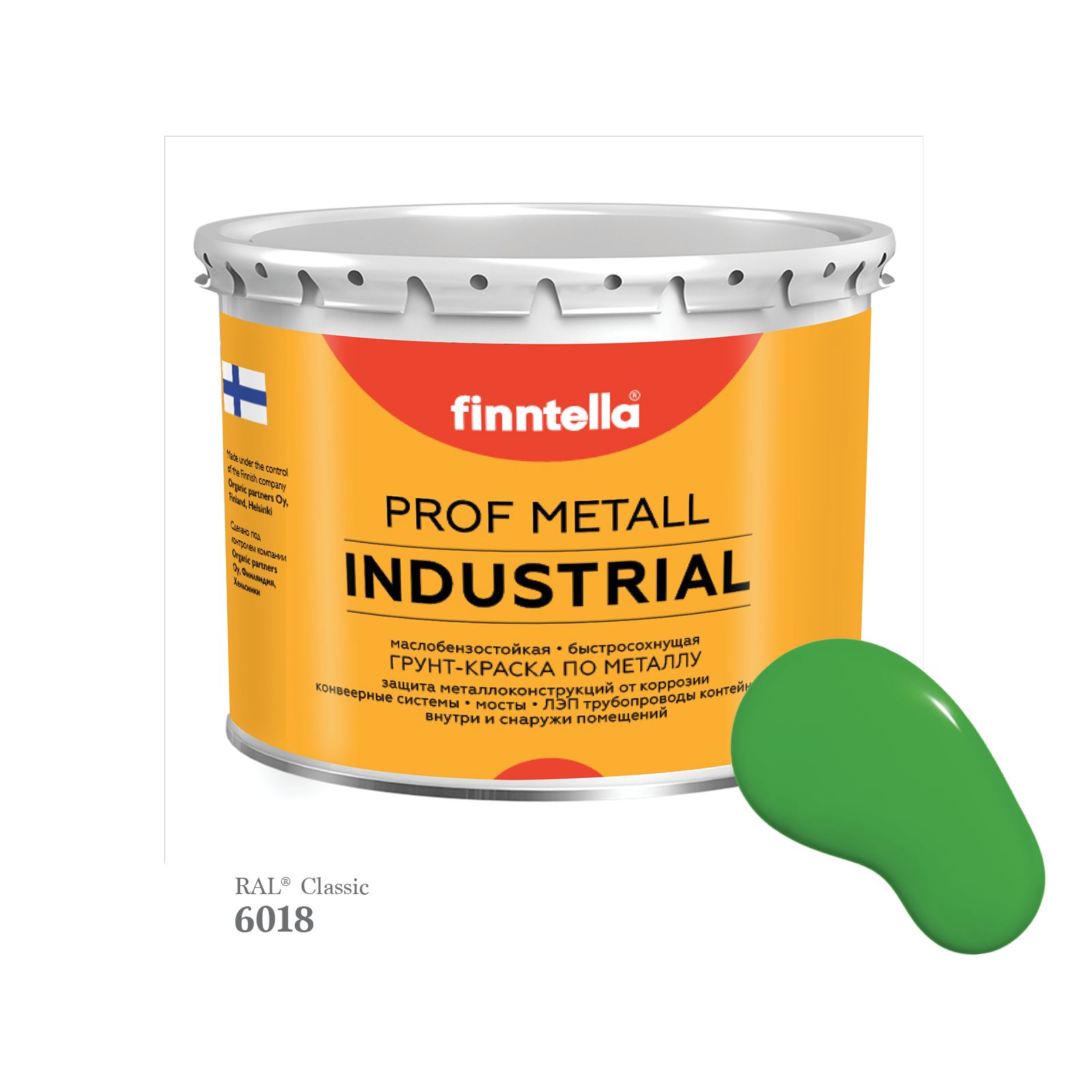 

Краска METALL Prof INDUSTRIAL Matta, цвет RAL6018 Желто-зеленый (Yellow green), 2,7л, METALL Prof Matta