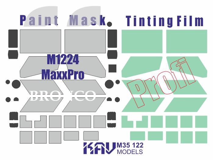 

Окрасочная маска KAV models 1/35 на остекление M1224 Max Pro MRAP Профи Bronco M35 122
