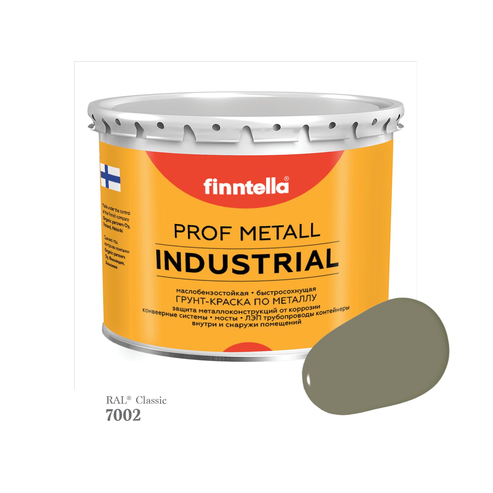 

Краска METALL Prof INDUSTRIAL Matta, цвет RAL7002 Оливково-серый (Olive grey), 2,7л, METALL Prof Matta