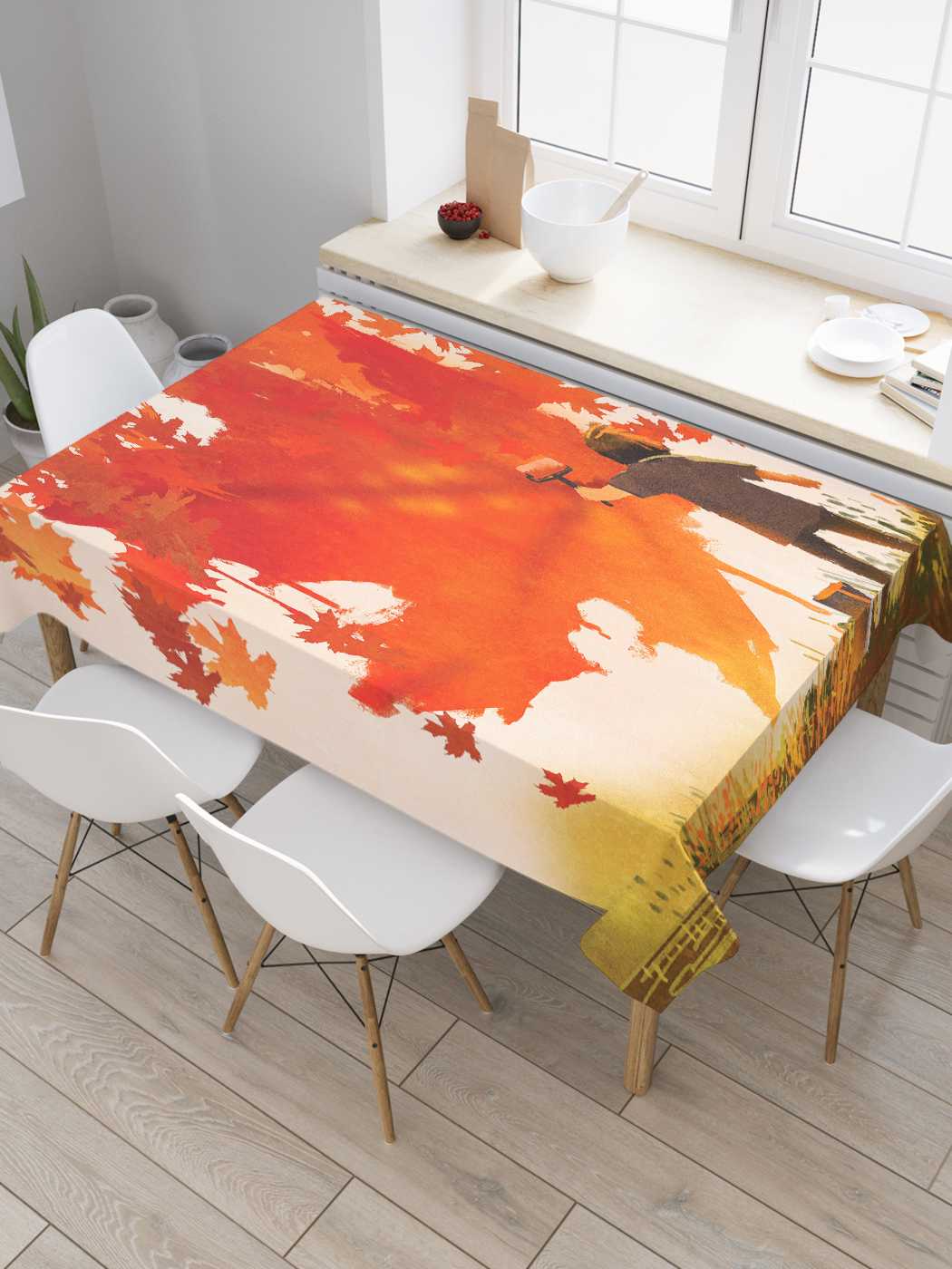 

Скатерть прямоугольная JoyArty "Украшение листьями" из сатена, 120x145 см, Украшение листьями