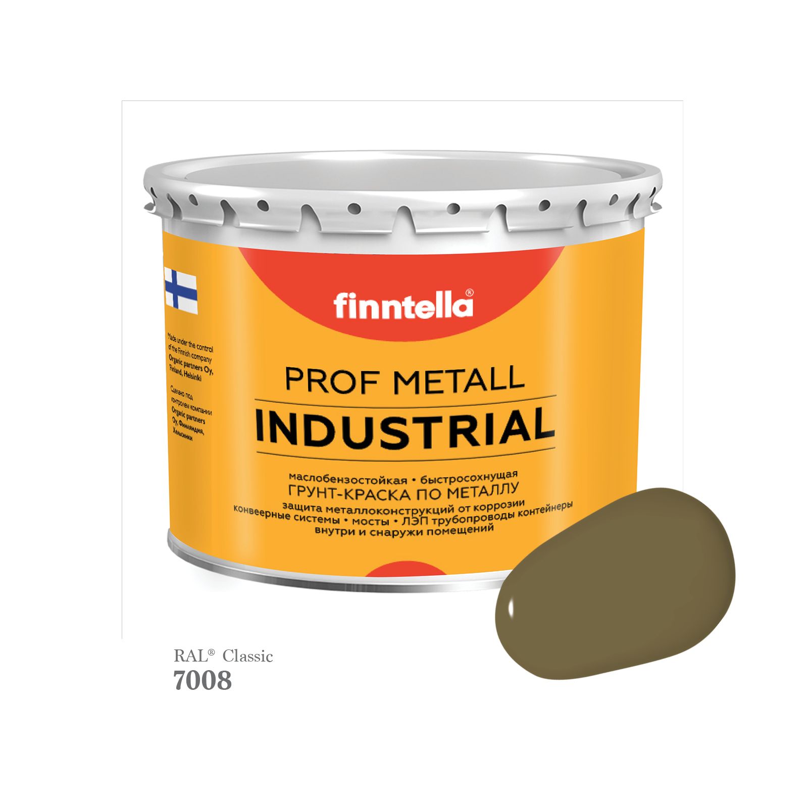 

Краска METALL Prof INDUSTRIAL Matta, цвет RAL7008 Серое хаки (Khaki grey), 2,7л, Зеленый, METALL Prof Matta
