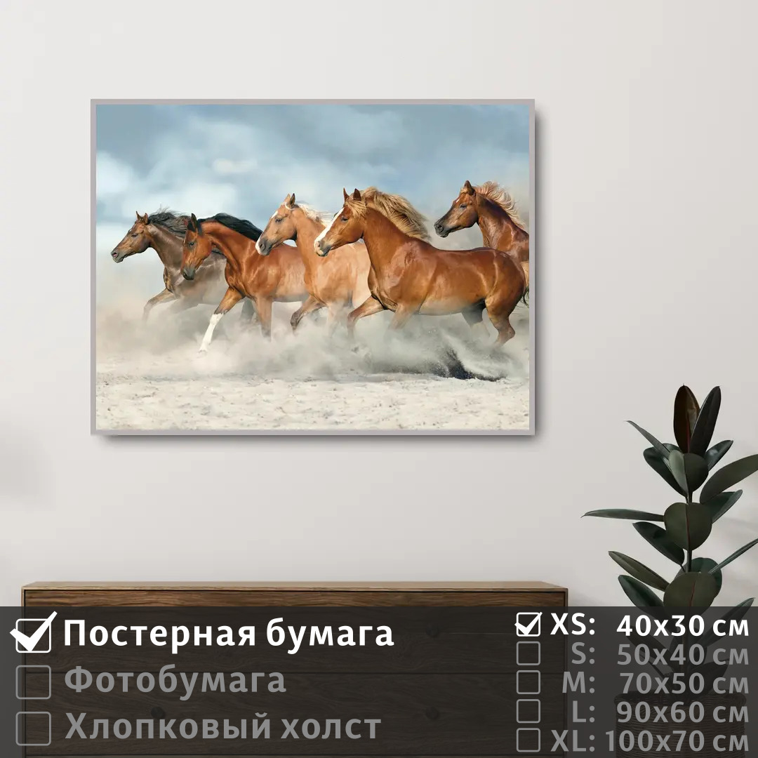 

Постер на стену ПолиЦентр Лошади скачут по песку 40х30 см, ЛошадиСкачутПоПеску