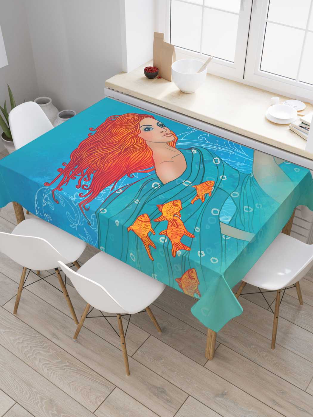 

Скатерть прямоугольная JoyArty "Водная дева" из сатена, 120x145 см, Водная дева