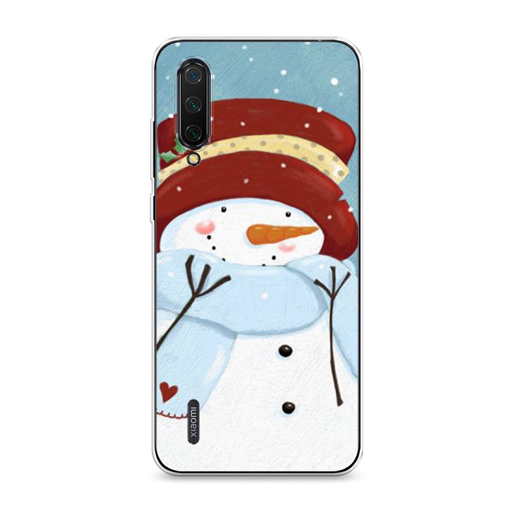 

Чехол на Xiaomi Mi CC9 "Застенчивый снеговик", Голубой;белый;красный, 36150-5