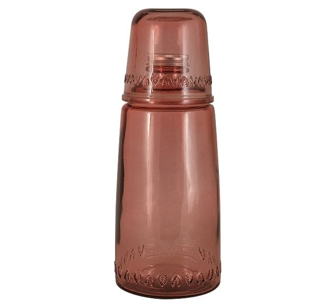 Бутылка для воды 1 л. со стаканом 0,22 л. Natural Water, розовые, SAN MIGUEL