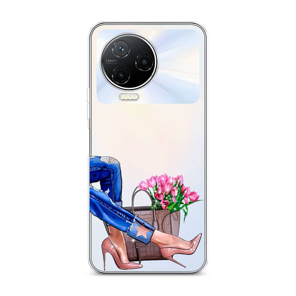 

Чехол Awog на Infinix NOTE 12 2023 / Инфиникс Нот 12 2023 "Каблучки", Голубой;коричневый;розовый