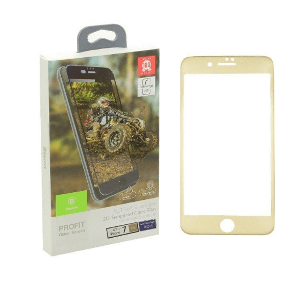 

Защитное стекло Baseus для iPhone 7 3D Profit Anti-Blue Ray, золотая рамка