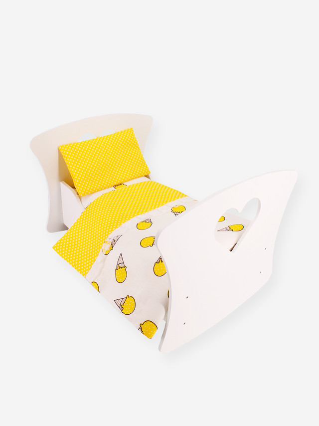 фото Постель для кукол body pillow одеяло, матрас, подушка белый/желтый