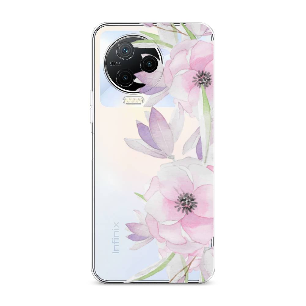 

Чехол Awog на Infinix NOTE 12 2023 / Инфиникс Нот 12 2023 "Нежные анемоны", Розовый;черный;фиолетовый
