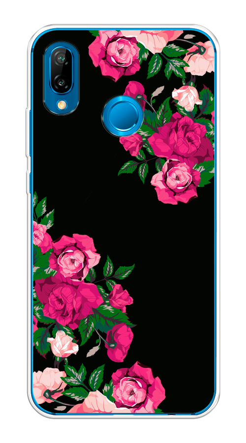 

Чехол на Huawei P20 Lite/Nova 3E "Розы фуксия", Черный;розовый;зеленый, 65650-1