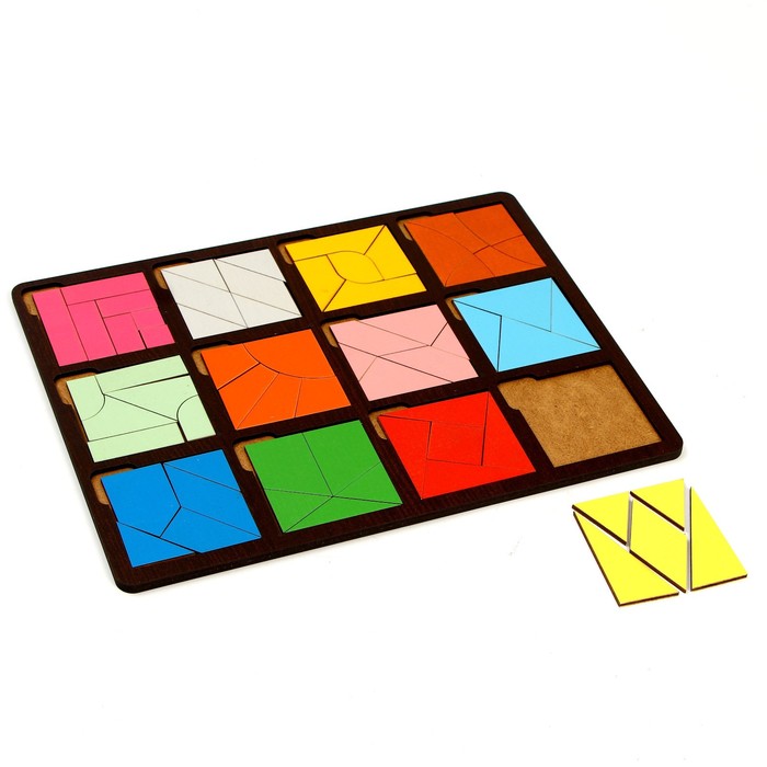 Развивающая доска Сложи квадрат 3 уровень сложности развивающая игрушка круги дроби по методике никитина 2 уровень 12 шт