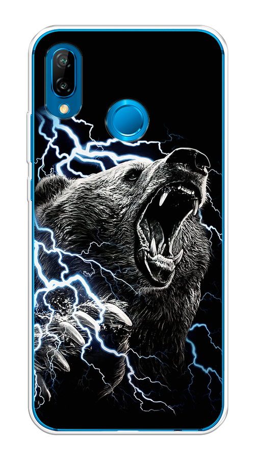 

Чехол на Huawei P20 Lite/Nova 3E "Гроза и медведь", Черный;серый;серебристый, 65650-1