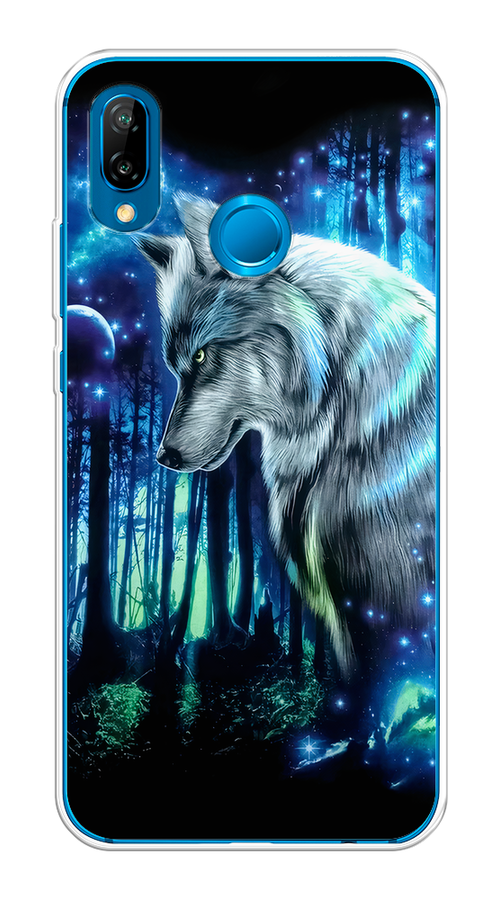 

Чехол на Huawei P20 Lite/Nova 3E "Сказочный волк", Синий;серебристый;черный, 65650-1