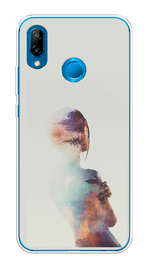 

Чехол на Huawei P20 Lite/Nova 3E "Девушка-лес", Розовый;голубой;серый, 65650-1