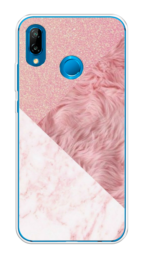 

Чехол на Huawei P20 Lite/Nova 3E "Текстурные треугольники", Розовый;белый, 65650-1