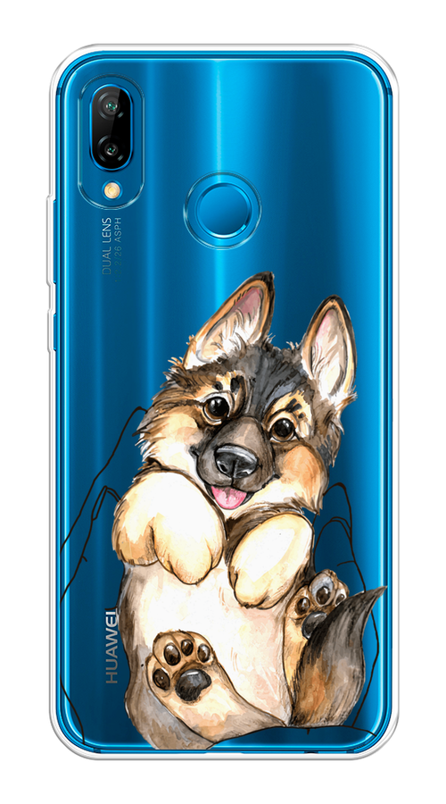

Чехол на Huawei P20 Lite/Nova 3E "Овчарка в ладошках", Серый;бежевый;белый, 65650-1
