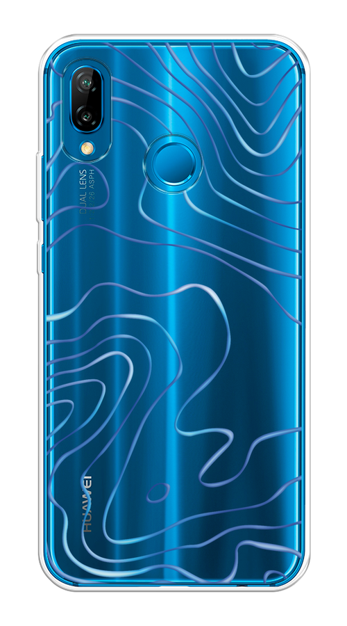 

Чехол на Huawei P20 Lite/Nova 3E "Blue lines", Прозрачный;синий, 65650-1