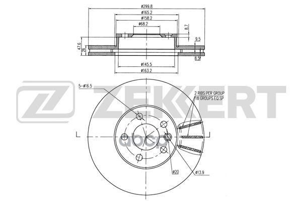

Диск Тормозной Zekkert Bs5612 Перед. Вентил. (299,8 X 56 X 26) Ford Galaxy 01-, Seat Alham