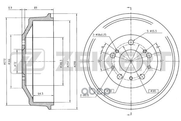 

Барабан Тормозной Zekkert Bs5097 Зад. 4389374 Alfa Romeo Citroen Jumper (230, 244, 280,