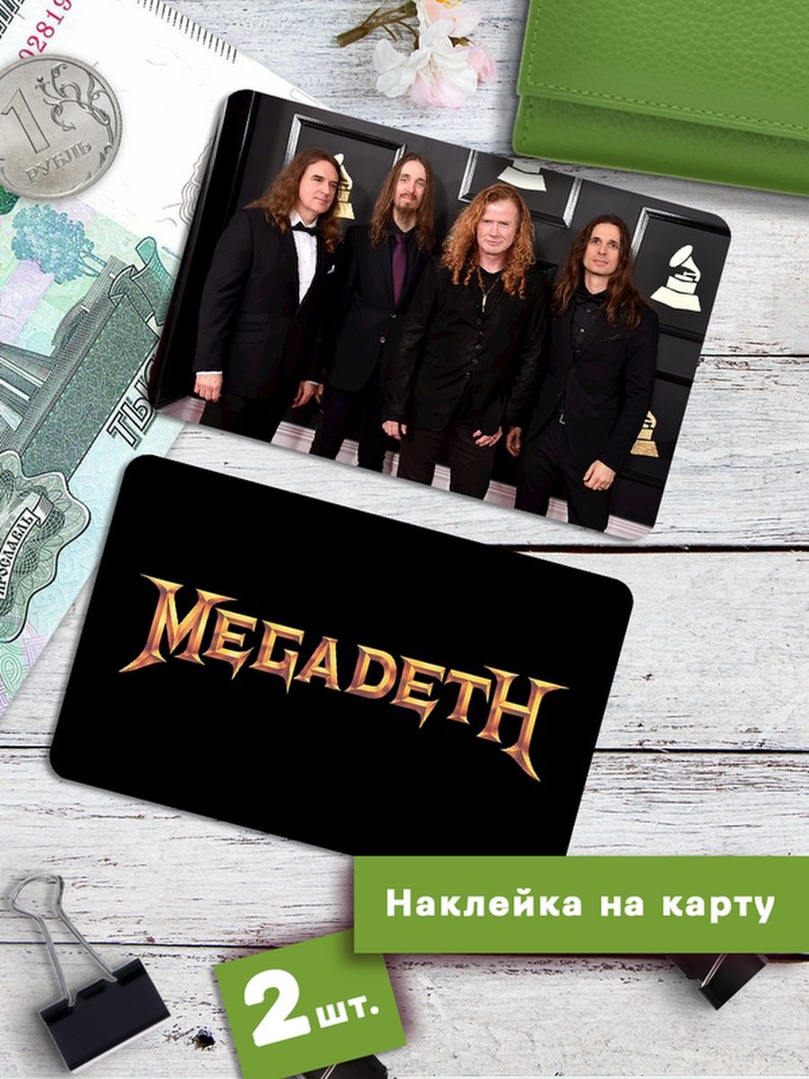 

Наклейки на банковскую карту Клейкие Наклейки Megadeth SNKA_267, 2 шт