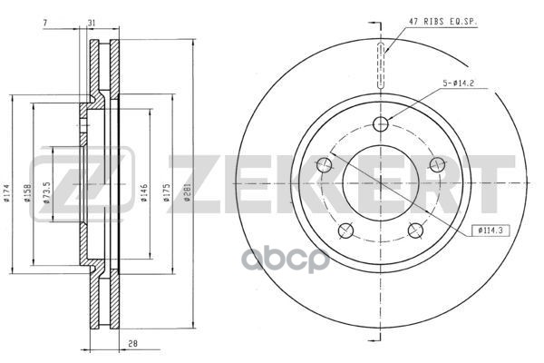 

Диск Тормозной Zekkert Bs5221 Перед. Вентил. (280,9 X 38 X 28) Chrysler Voyager Iv 00-, Do