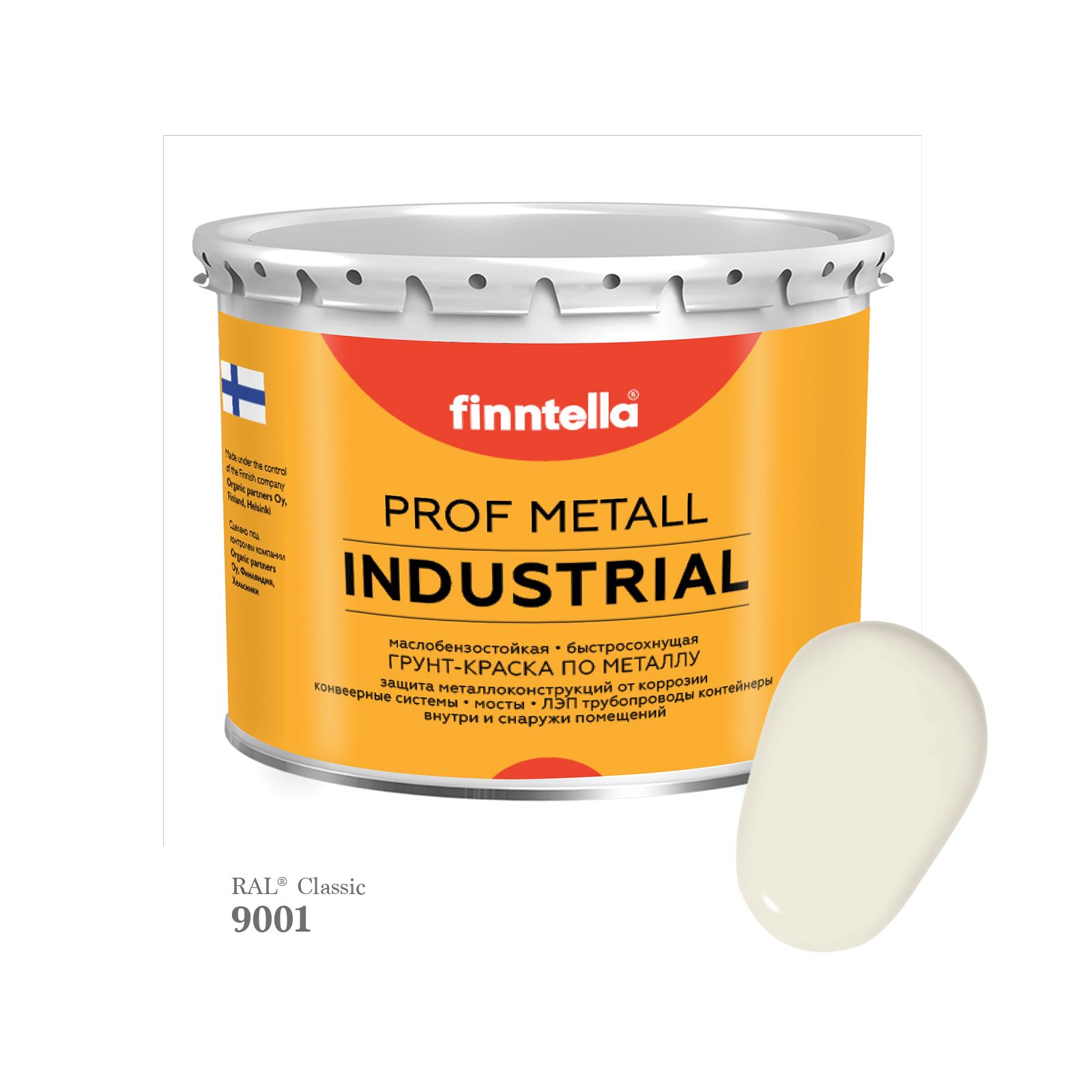 

Краска METALL Prof INDUSTRIAL Matta, цвет RAL9001 Кремово-белый (Cream), 2,7л, METALL Prof Matta