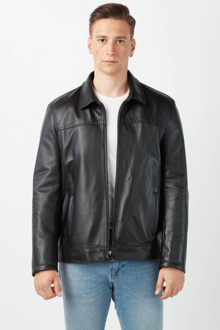 Кожаная куртка мужская Deriza DE-4180 черная XS (доставка из-за рубежа)