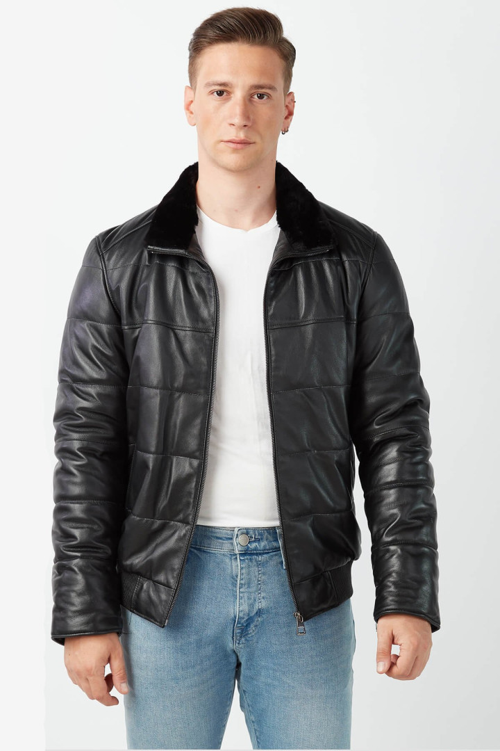 

Кожаная куртка мужская Deriza DE-5293 черная XS (доставка из-за рубежа), Черный, DE-5293