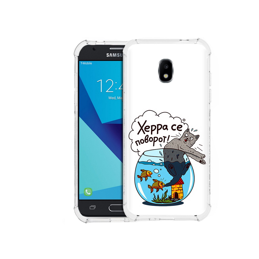 

Чехол MyPads Tocco для Samsung Galaxy J7 Pro Рыбы с котом (PT128255.589.149), Прозрачный, Tocco