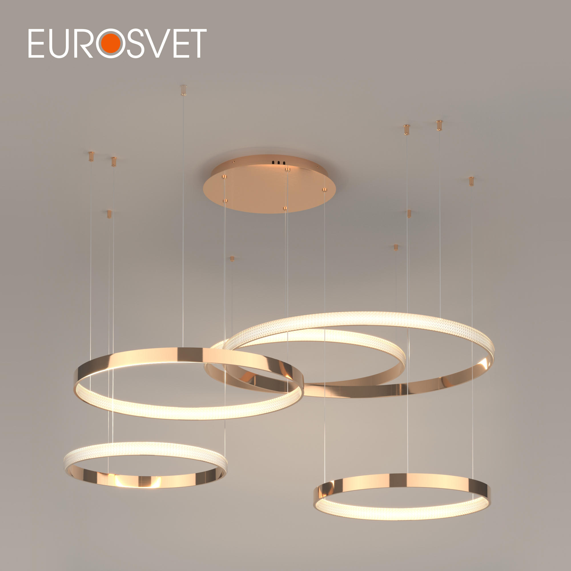 

Подвесной LED светильник на 5 колец с ПДУ Eurosvet Posh 90175/5 160W 3300-6500К медный, Posh