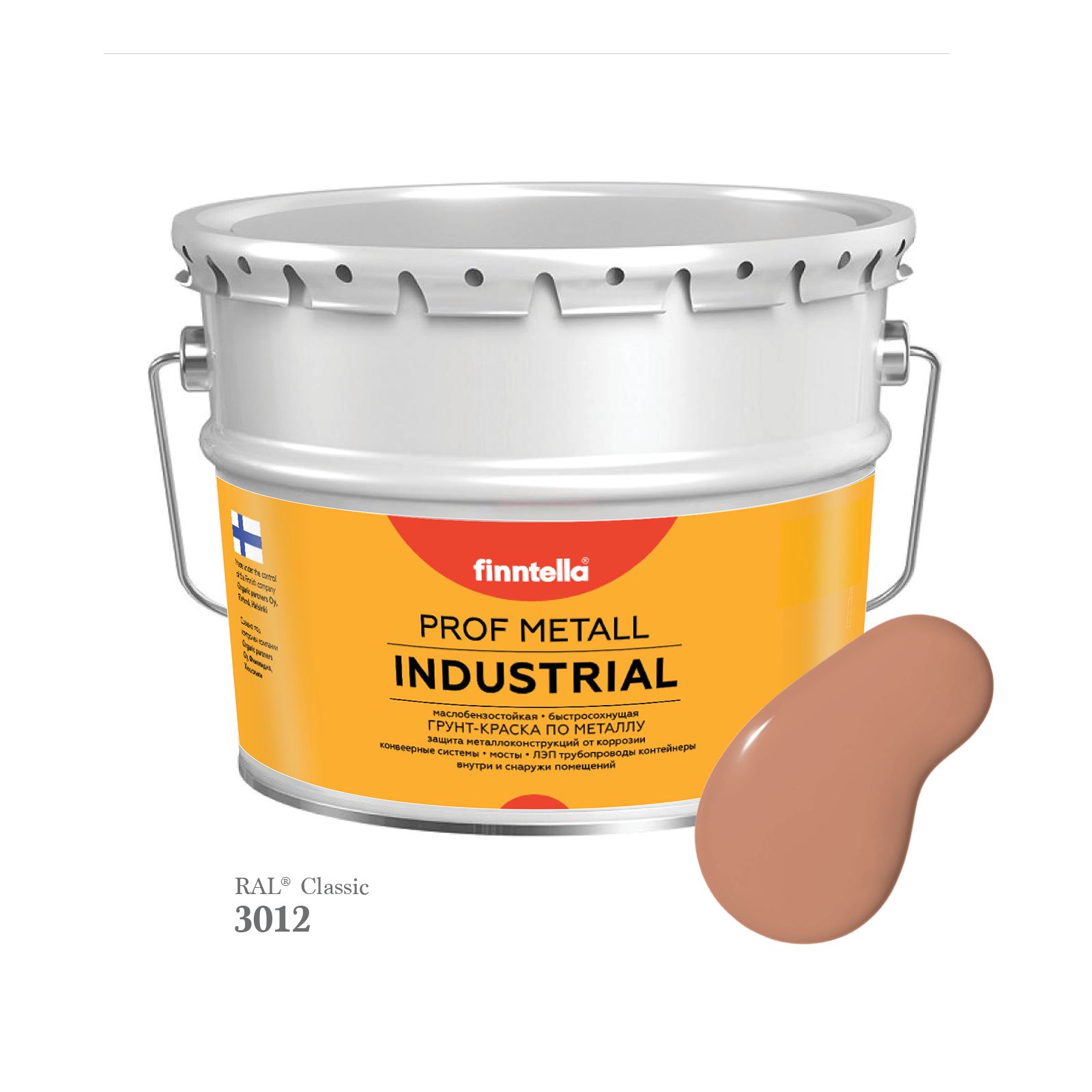 

Краска METALL Prof INDUSTRIAL Matta, цвет RAL3012 Бежево-красный (Beige red) , 9л, METALL Prof Matta