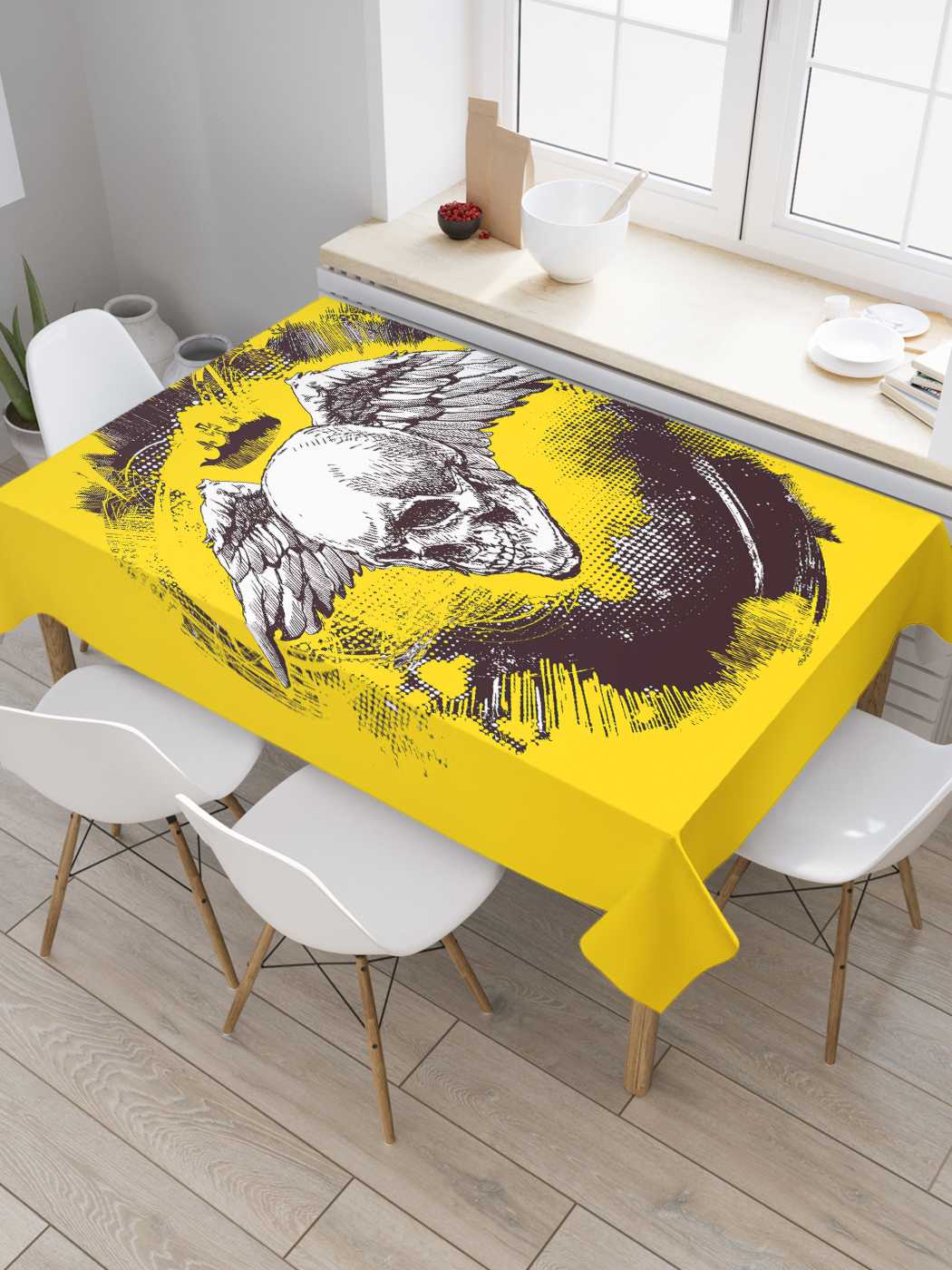 

Скатерть прямоугольная JoyArty "Коронованный череп с крыльями" из сатена, 120x145 см, Коронованный череп с крыльями